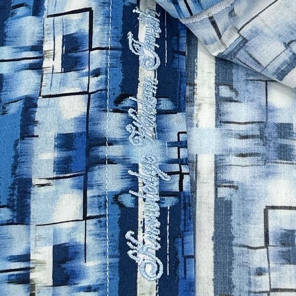 Robert Graham Shirt Men S Blue White Geometric Long Sleeve Button Up Flip Cuff - Picture 3 of 12